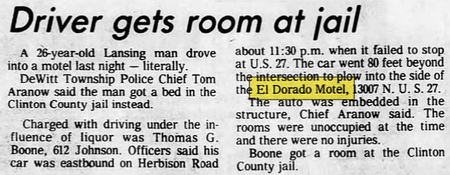 El Dorado Motel - Dec 1978 Driver Rams Motel With Car
